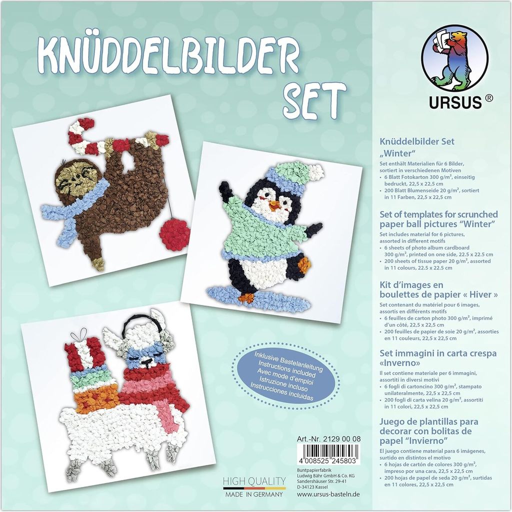 URSUS Knüddelbilder Winter 22,5x22,5cm