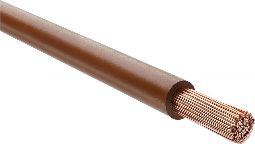 HELU KABEL H07Z-K 90°C 1X10mm² BN (braun) Einzelader halogenfrei braun AD 7,1mm Nennspannung Uo/U 450V/750V - 1 Meter