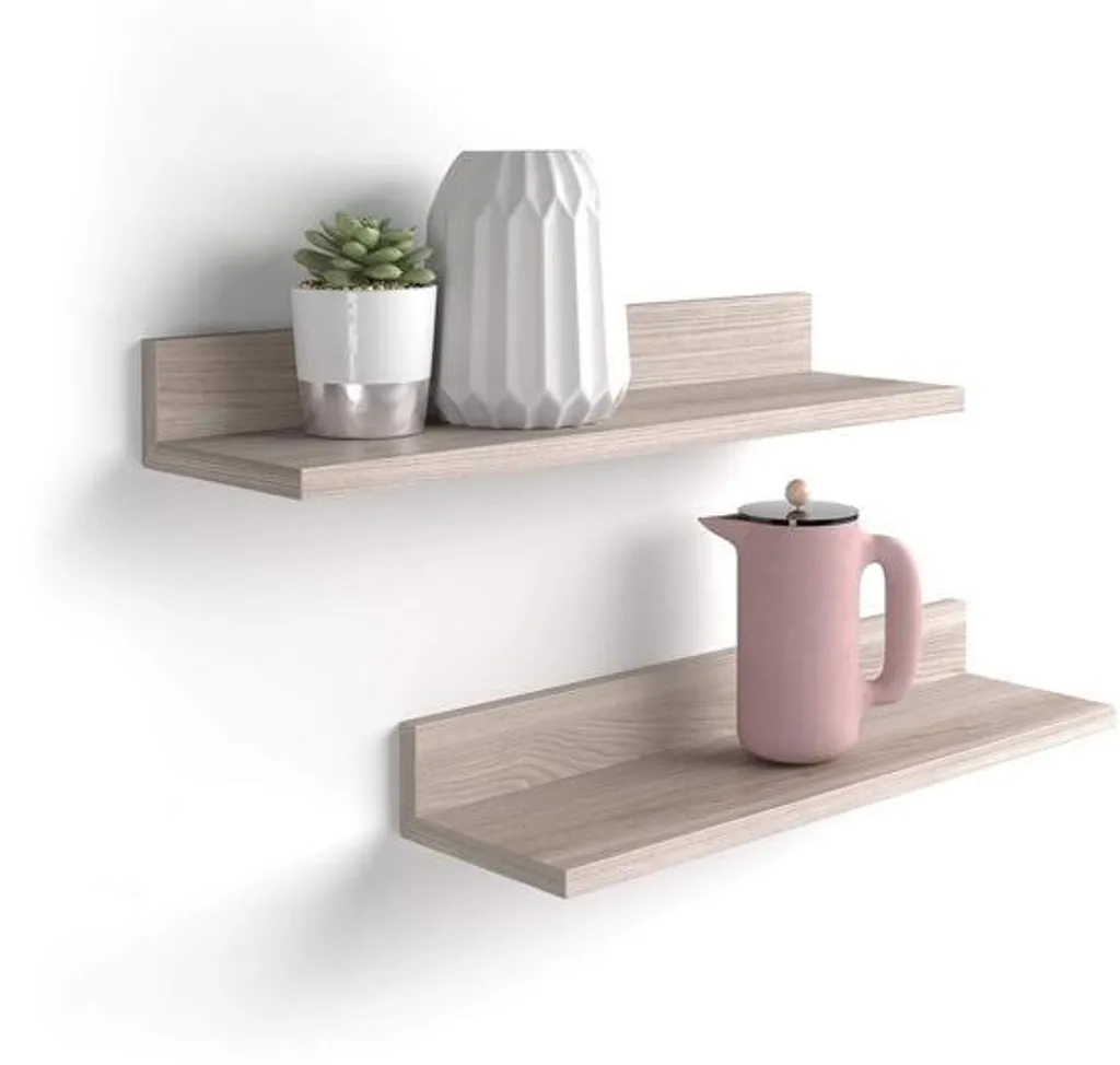 Lot de 2 étagères design italien 60 cm, finition blanc brillant luxe