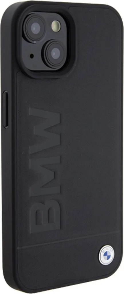 Custodia BMW iPhone 15 Plus MagSafe in Pelle Nera Timbro a Caldo - 4