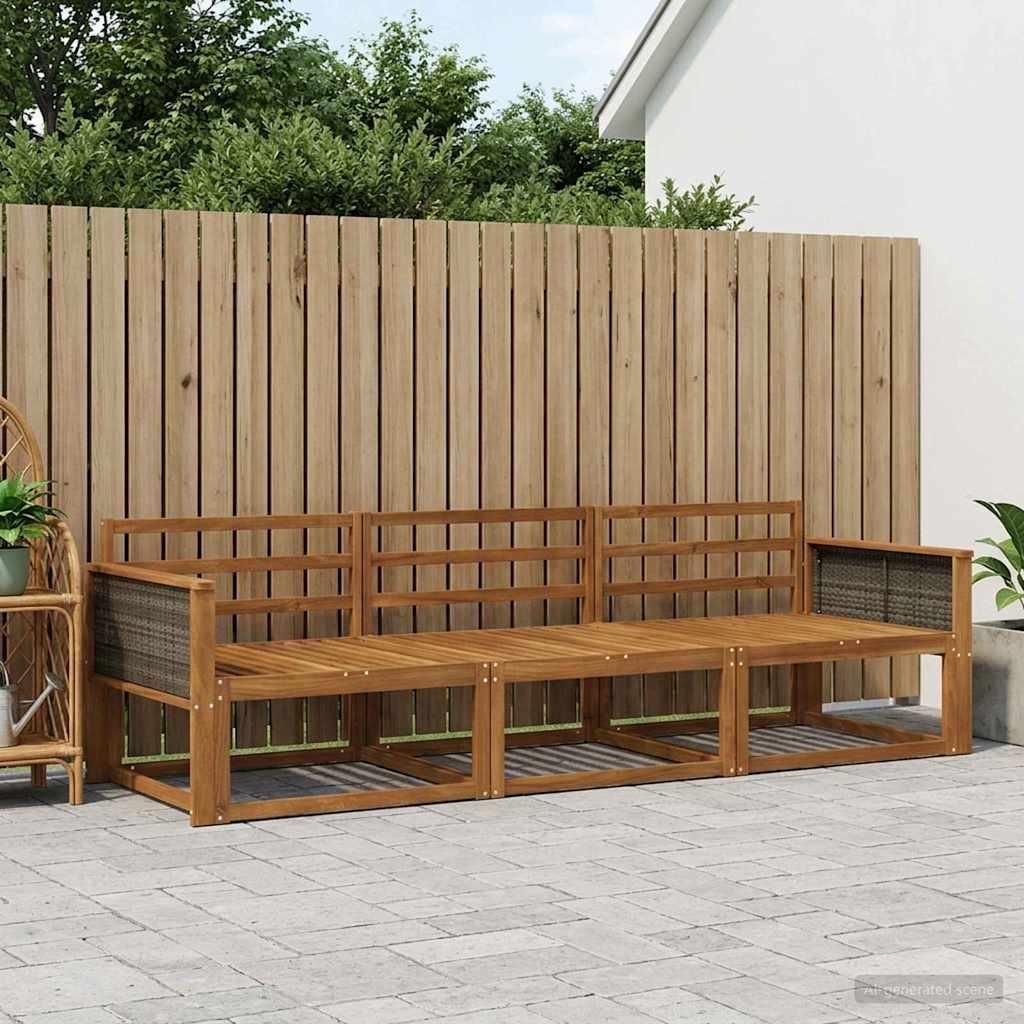 Möbel Outdoor-Sofagarnitur 3 pcs Natur Massivholz AkazieGartensofas - Gartensofas c740
