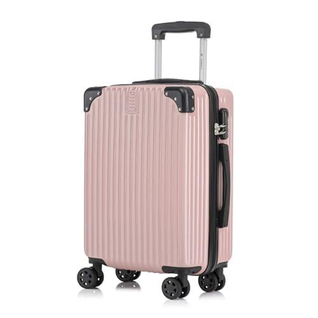 Koffer Trolley Reisekoffer Suitcase, Rollkoffer Handgepäck ,mit 4 Rollen360°, Hartschalenreisekoffer, Zahlenschloss, Weicher Gummigriff (M, Rosé...