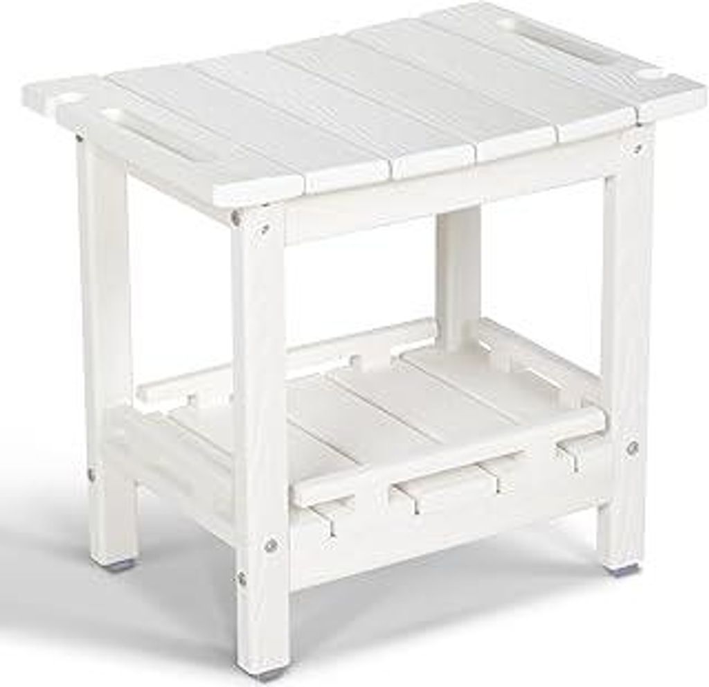 NALONE Duschhocker, HDPE Badhocker modern Design 2-Tier badezimmerhocker mit rutschfesten Fußpolstern, hölzerner Spa Duschhocker für Innendusche...