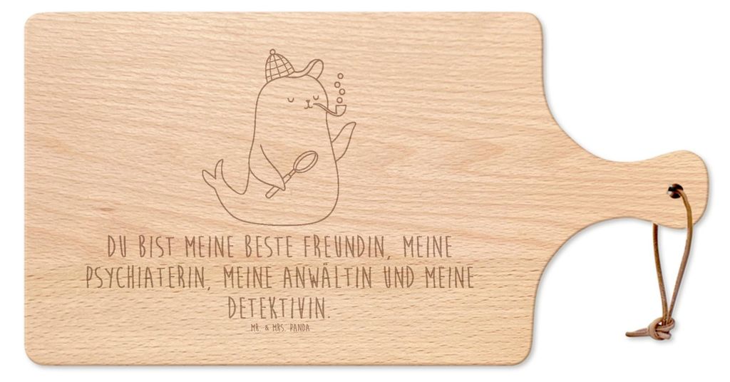 Mr. & Mrs. Panda Frühstücksbrett Robbe Sherlock - Transparent - Geschenk, brett holz, schneidebrett buche, Frühstücksbrettchen, Lustige Sprüch...