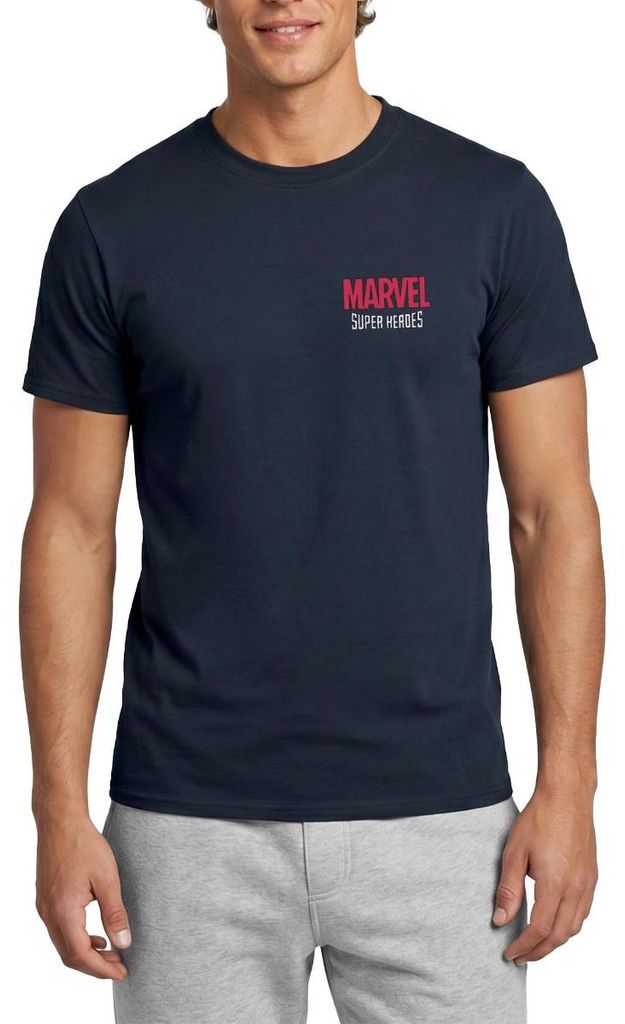 Spreadshirt Avengers Marvel Superhelden Chest- Und Backprint Männer T-Shirt, L, Navy