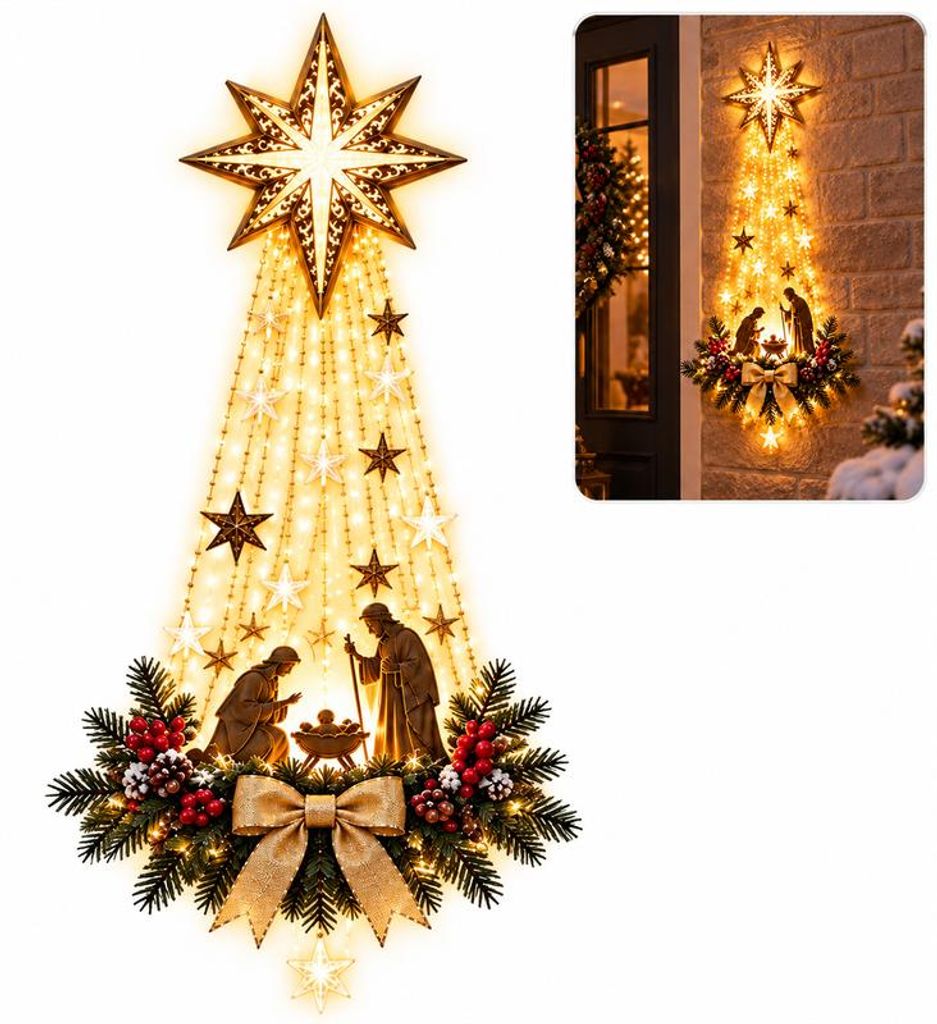 Weihnachtsdeko mit Licht zum Aufhängen, beleuchteter Produktbild 