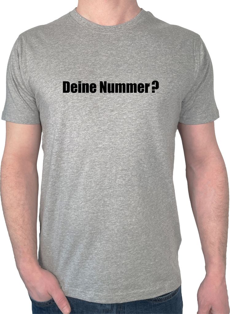 Huuraa Herren T-Shirt Deine Nummer? Schriftzug L Sport Grey Bio Baumwolle Fairtrade Herrenshirt Geschenkidee