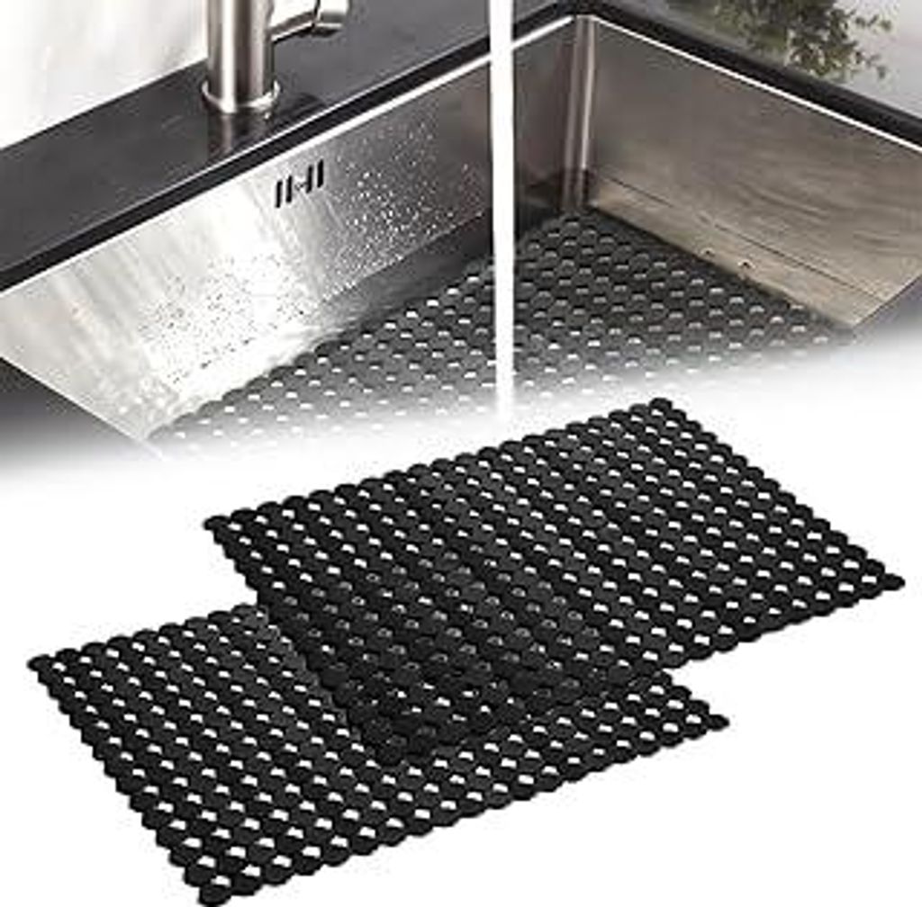 2er-Set Spülbeckenmatte, Spülbeckeneinlage 30x40 cm, Spülbeckenmatte Zuschneidbar, PVC Spülbecken Schutzmatte, Gegen Kratzer, Küchenspüle Mat...