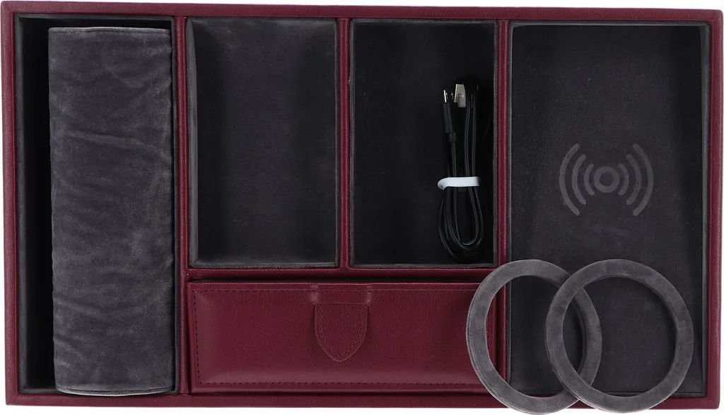 WINDROSE Pure Jewelry Case Bordeaux: Portagioie con Ricarica Wireless