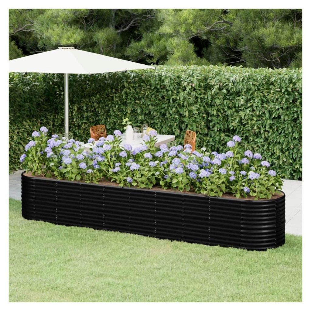 Hochbeet aus pulverbeschichtetem Stahl 368x80x68 cm Anthrazit