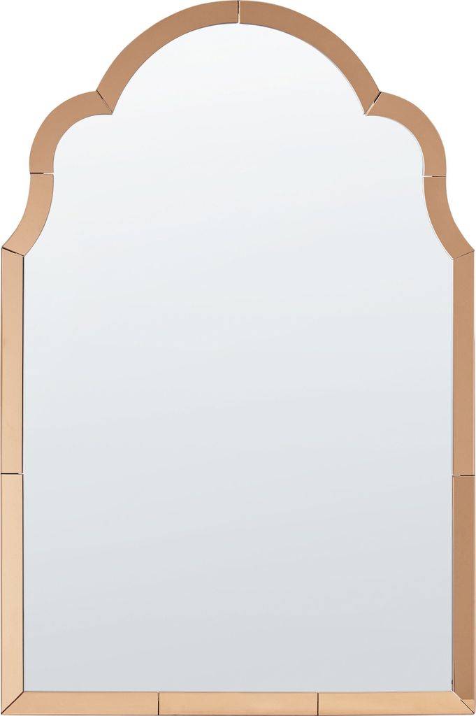 BELIANI Wandspiegel Kupfer aus Glas und MDF 60 x 89 cm Art Déco Vintage Stil Akzentstück Geschwungener Rahmen Glamourös Wanddekoration Wohnacces...