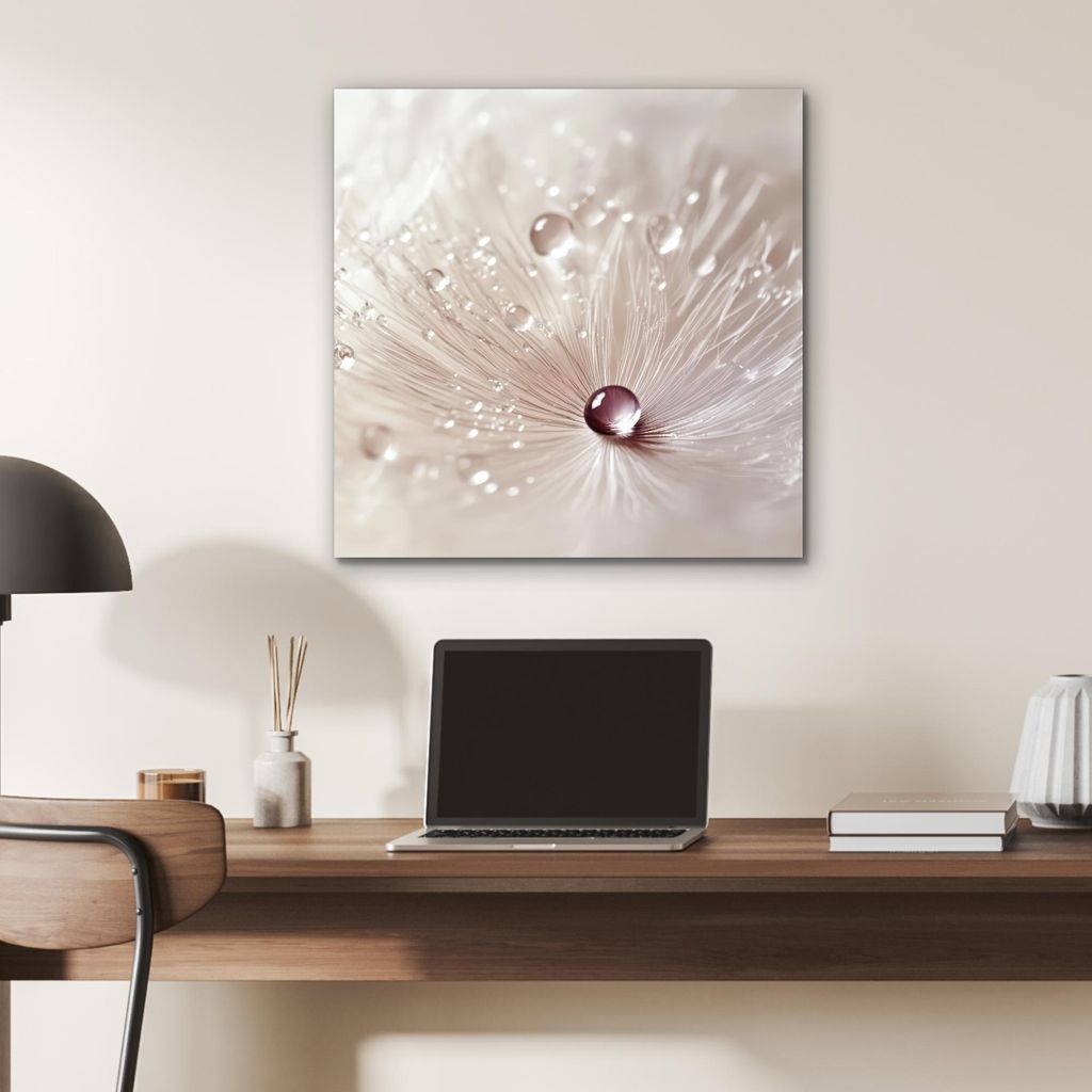 MuchoWow Wanddekoration Metall Metallbild Wandkunst 50x50 cm Blume - Abstrakt - Weiß - Wasser - Natur MuchoWow Aluminium Gemälde - Alubild - Indu...