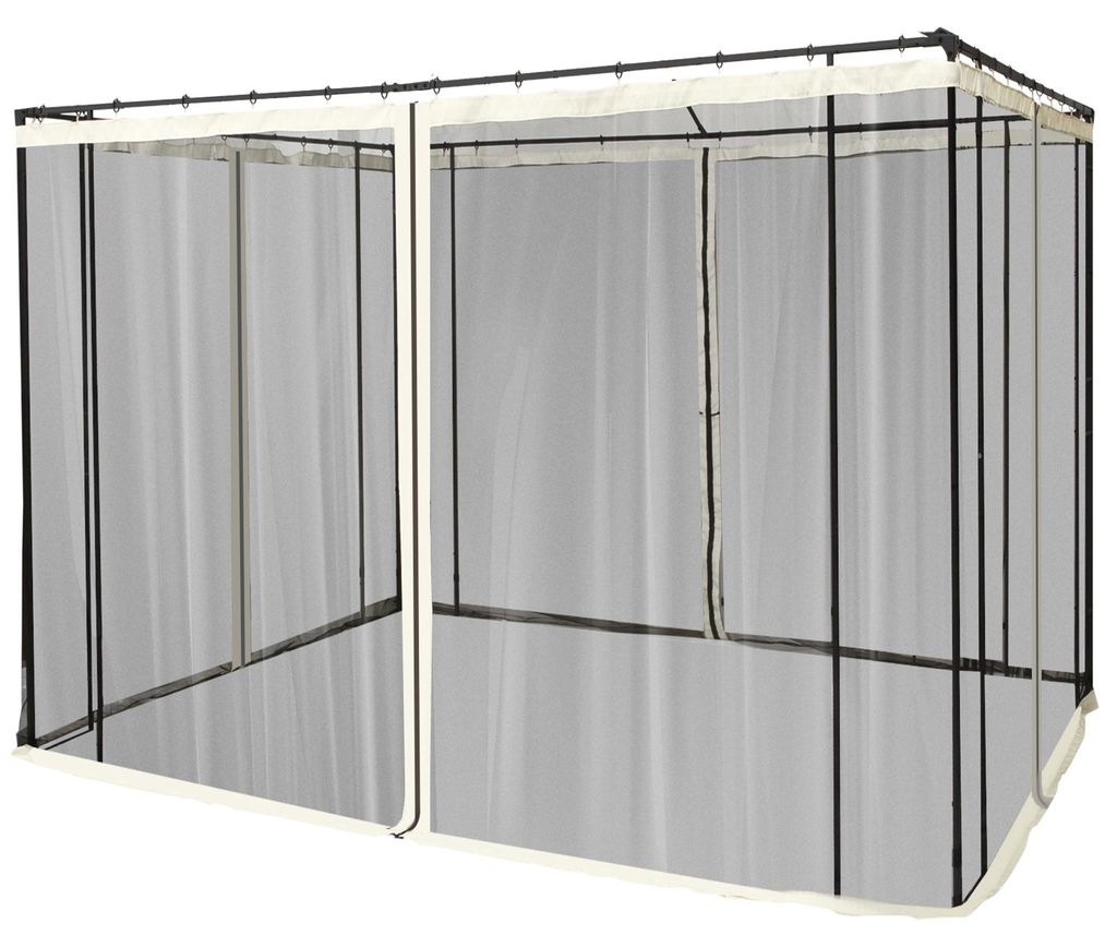 Moskitonetz für 3x3 Pavillon 4 Seitenteile Fliegennetz mit Haken Reißverschluss Mückennetz Insektenschutz Fliegengitter Nylon-Mesh Schwarz