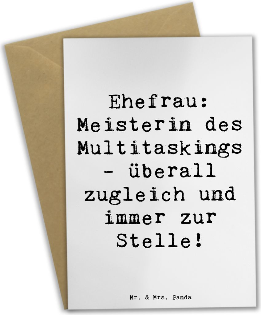 Mr. & Mrs. Panda Glückwunschkarte Spruch Ehefrau Meisterin - Weiß - Geschenk, Familie, für, weihnachtskarten, Geburtstage, Grußkarte, Humor, Or...