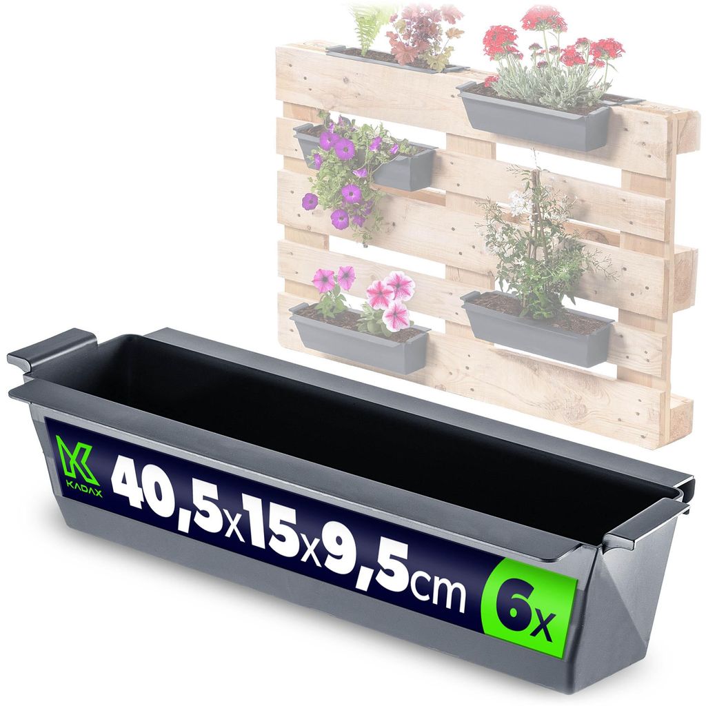 KADAX Blumenkasten für Europalette, Anthrazit 6 Stück, Produktbild 