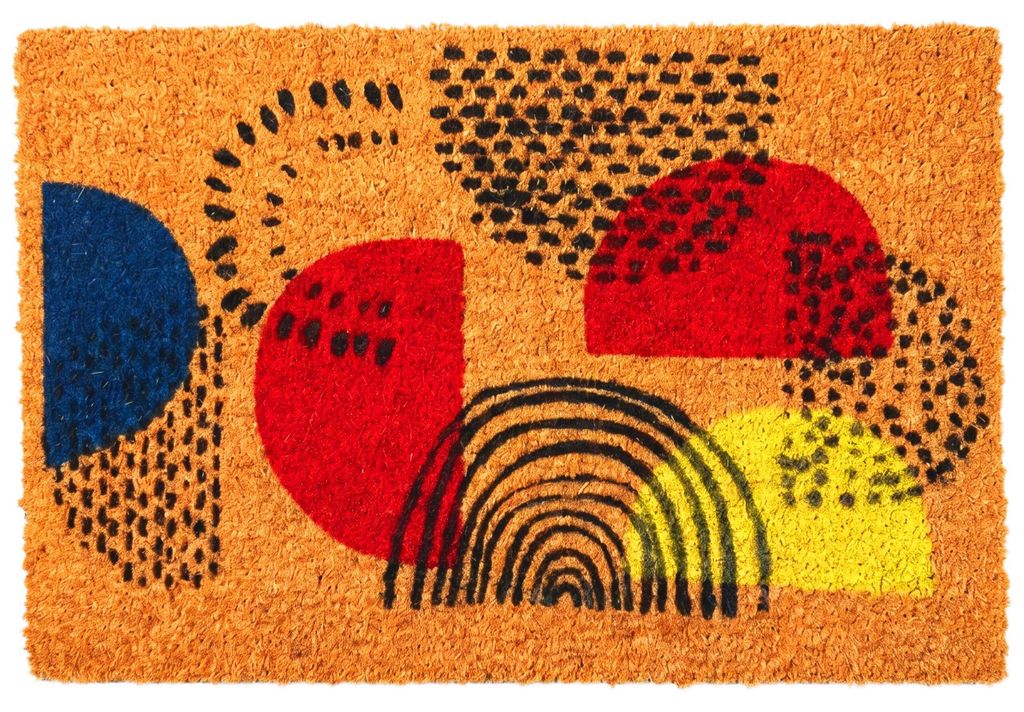 Relaxdays Fußmatte Kokos 60x40, Türvorleger abstrakt, Produktbild 