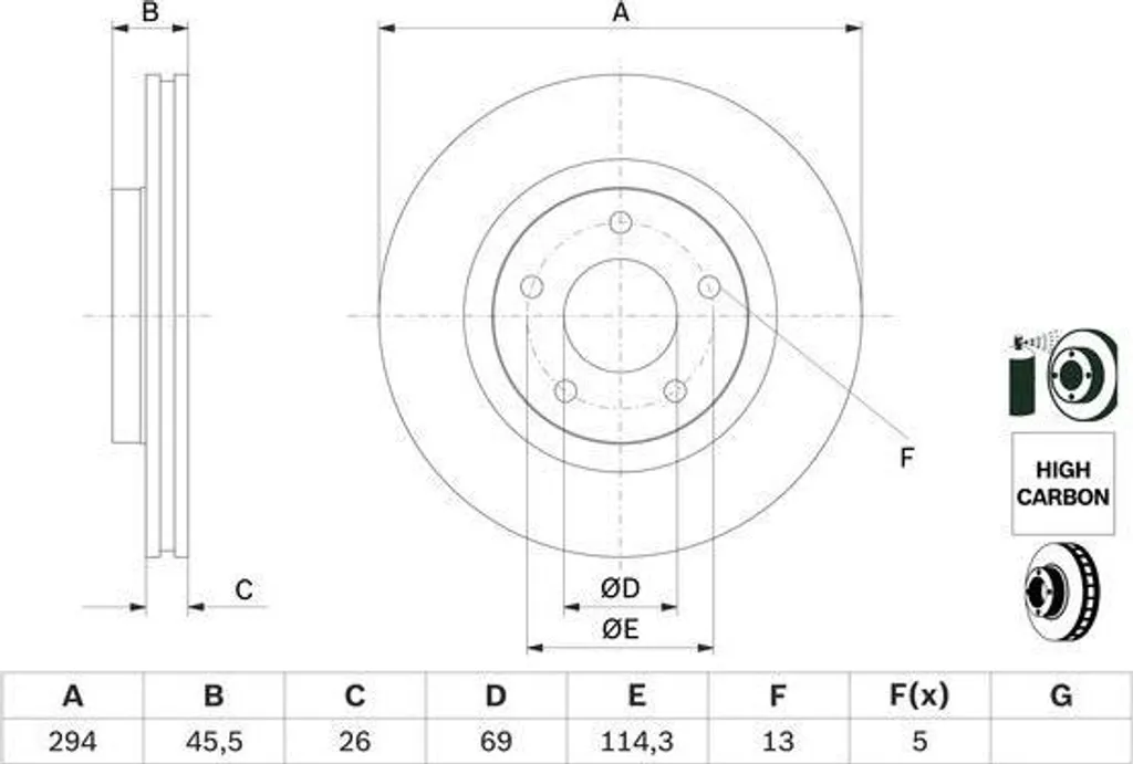 Disque de frein BOSCH 0 986 479 745 pour entretien Outlander et ASX