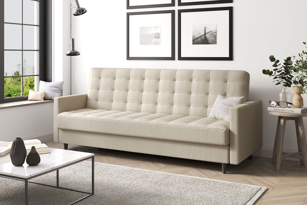 MEBLINI Sofa mit Schlaffunktion - Schlafcouch Ausziehbar - Schlafsofa mit Bettkasten - Sofabett - Couch mit Schlaffunktion - Klappsofa - ANDRES 1 -...