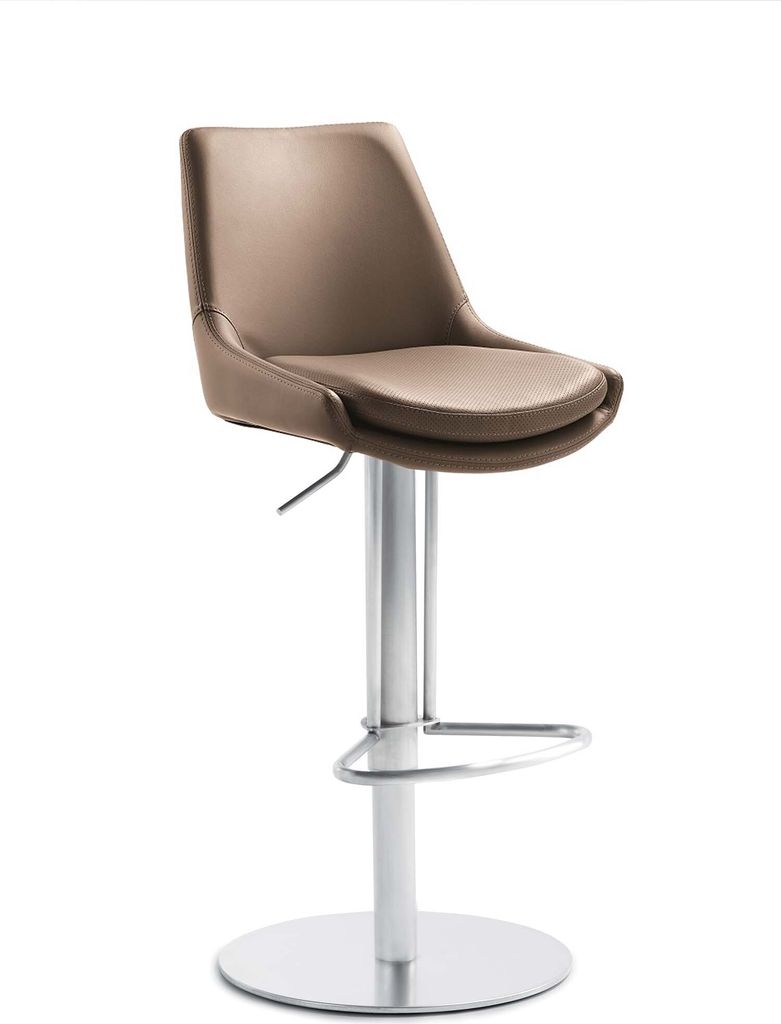 Barhocker mit Kaltschaum-Kissen - Kunstleder Mocca