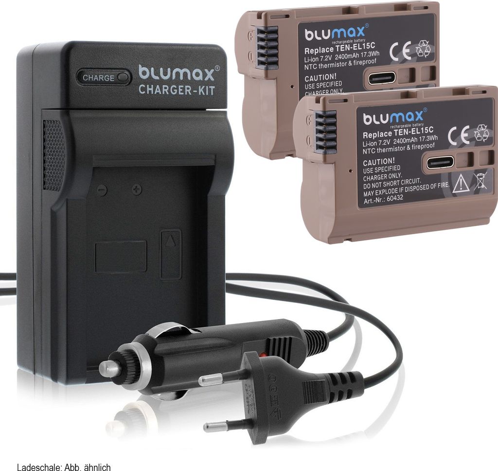 2x Akku + Lader für Nikon EN-EL15C A/B/C Z5 Z6 Z7 II D7500 2400 mAh mit Typ-C