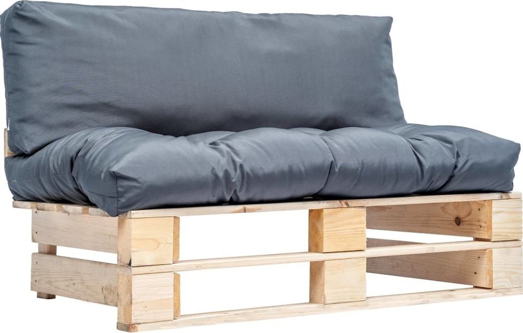 ZMH Outdoor-Sofa Paletten mit Kissen in Grau Kiefernholz