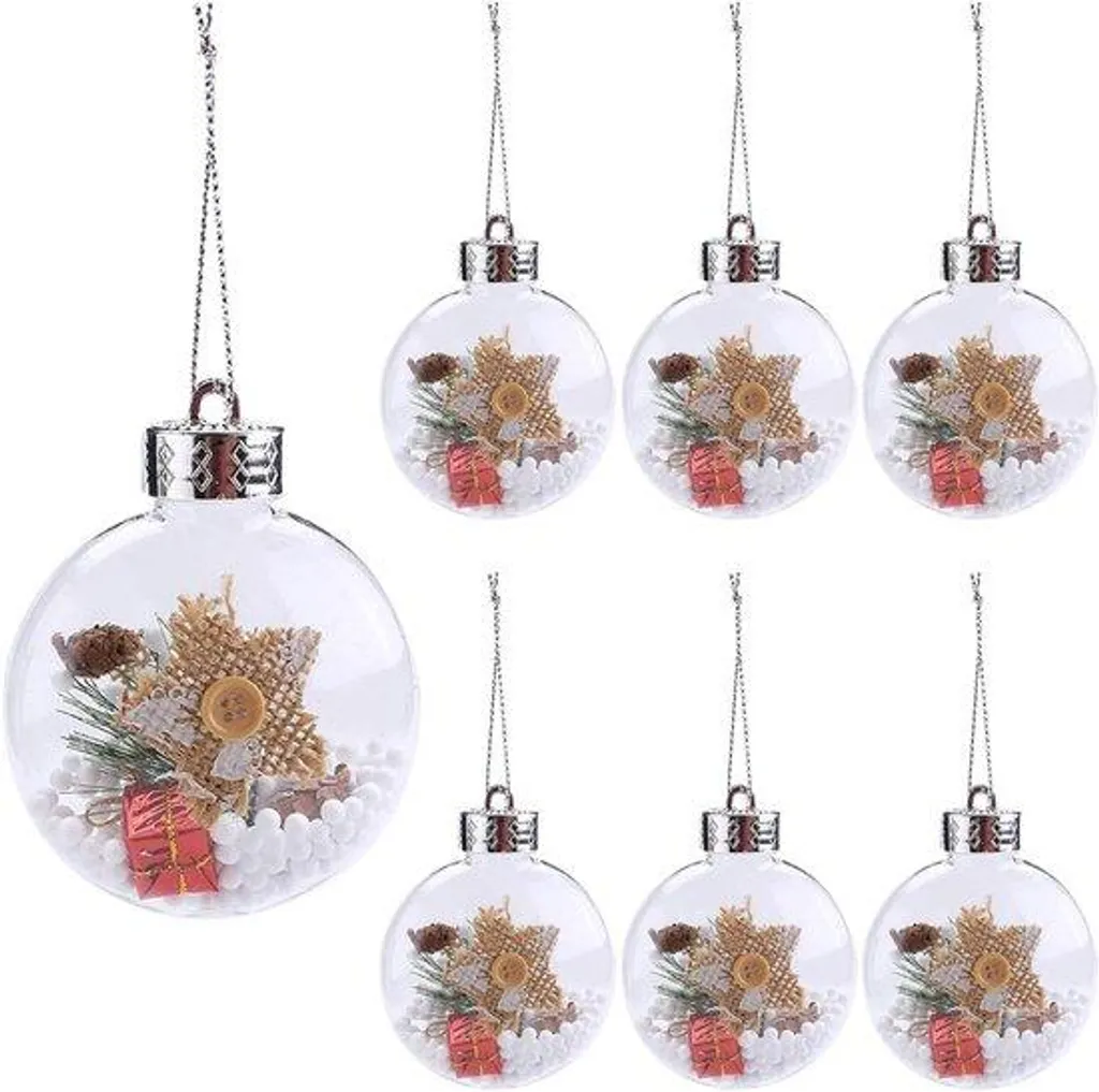 Lot de 8 boules décoratives transparentes 8 cm en plastique à remplir