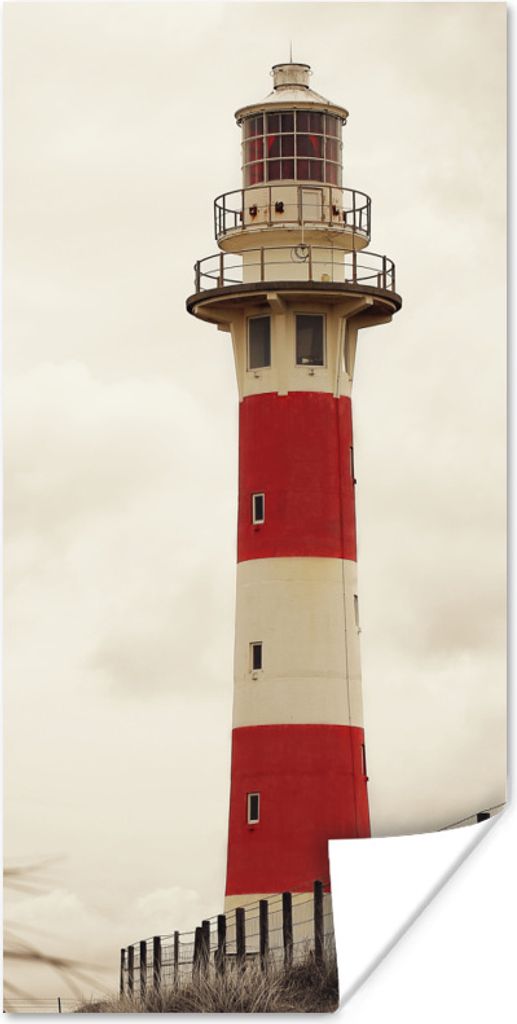 MuchoWow Poster Leuchtturm Sepia-Fotodruck 75x150 cm - Dekoration für die Wände
