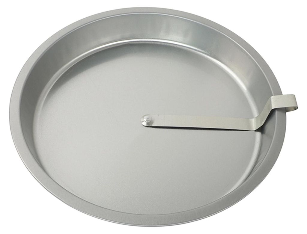 Runde, antihaftbeschichtete Edelstahl-Backform (23 cm Durchmesser) mit Metallspatel – hitzebeständig und ideal für Pizza, Kuchen und Käsekuchen.