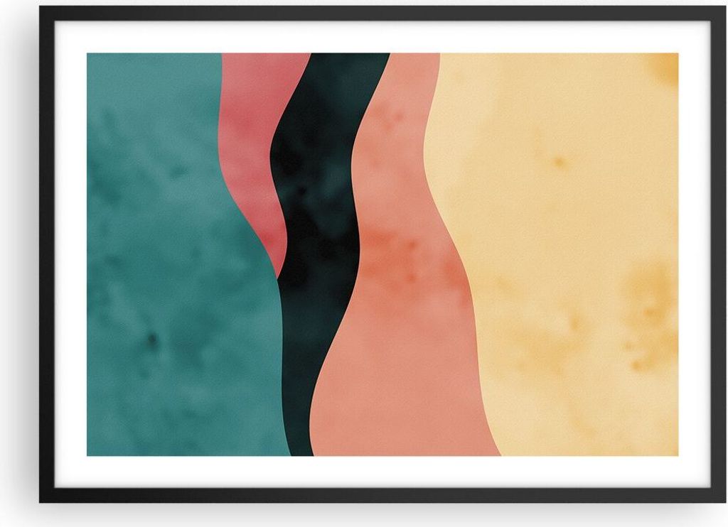 Gerahmtes Poster - Schwarzer Rahmen - Mehrfarbig Abstraktion Modern - 70x50 cm - Wand Bild - Wanddeko - Wandbilder - Kunstposter - Wandposter - Bil...