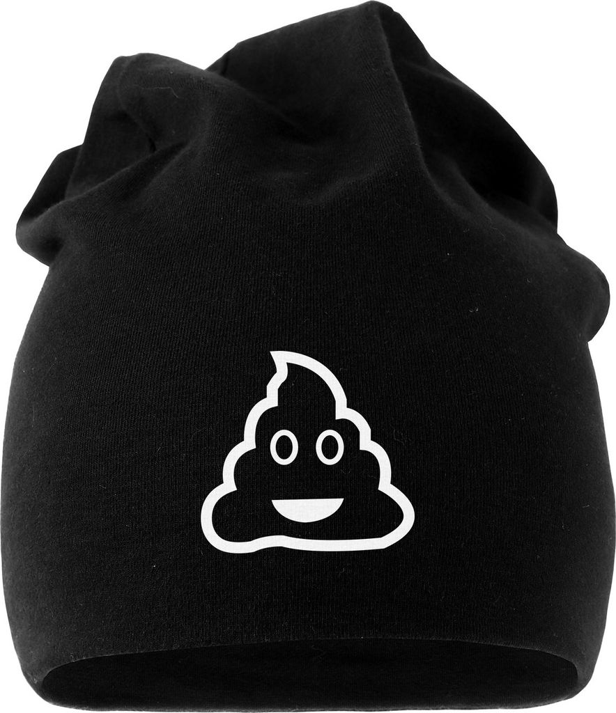 Beanie Jersey Kackhaufen Scheißhaufen Emoticon Mütze Herren Damen Moonworks schwarz unisize