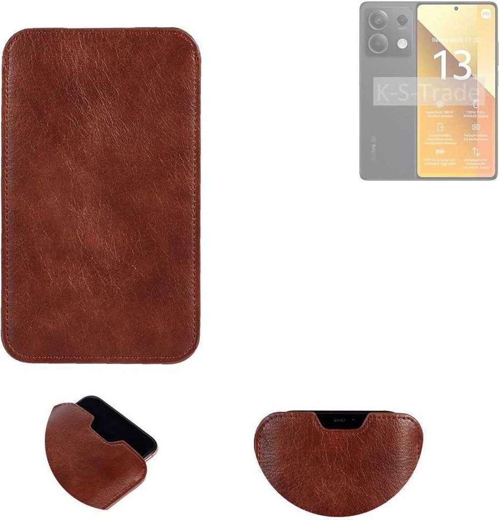 K-S-Trade Schutzhülle Handyhülle kompatibel mit Xiaomi Redmi Note 13 5G Global Handytasche Kunstleder Sleeve in braun