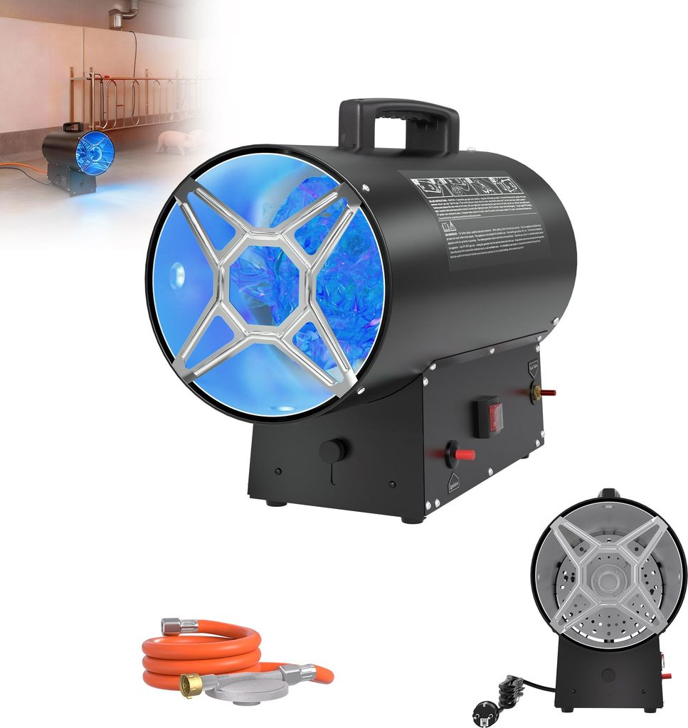 XMTECH 30kW Gasheizgebläse, Gas Heizgerät mit Druckregler und Überhitzungsschutz, Gasheizer für Gasflasche, für Werkstätten, Maschinenwartung...