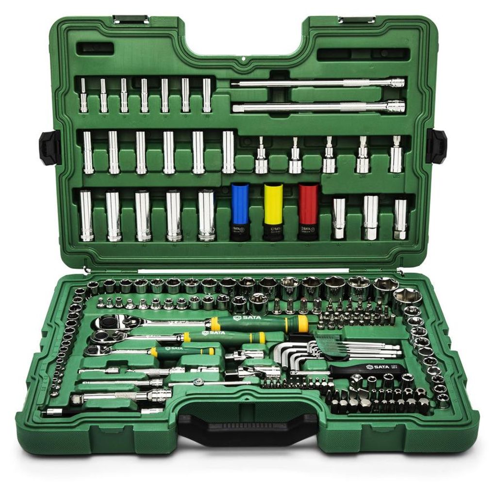 Werkzeugkoffer Steckschlüssel Ratschen Nüsse Set 1/4", 3/8" Produktbild 