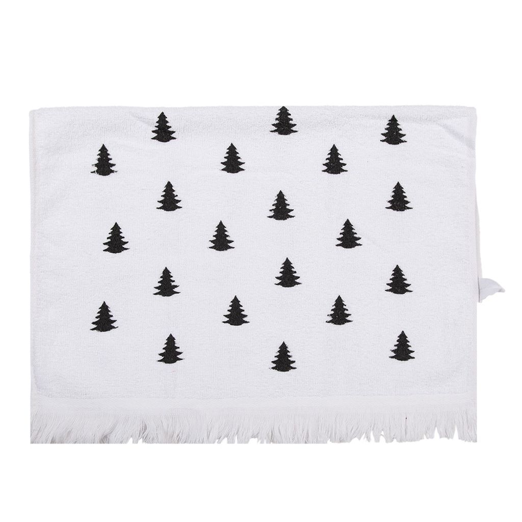 Clayre & Eef Gästehandtuch 40x66 cm Weiß Schwarz Baumwolle Produktbild 