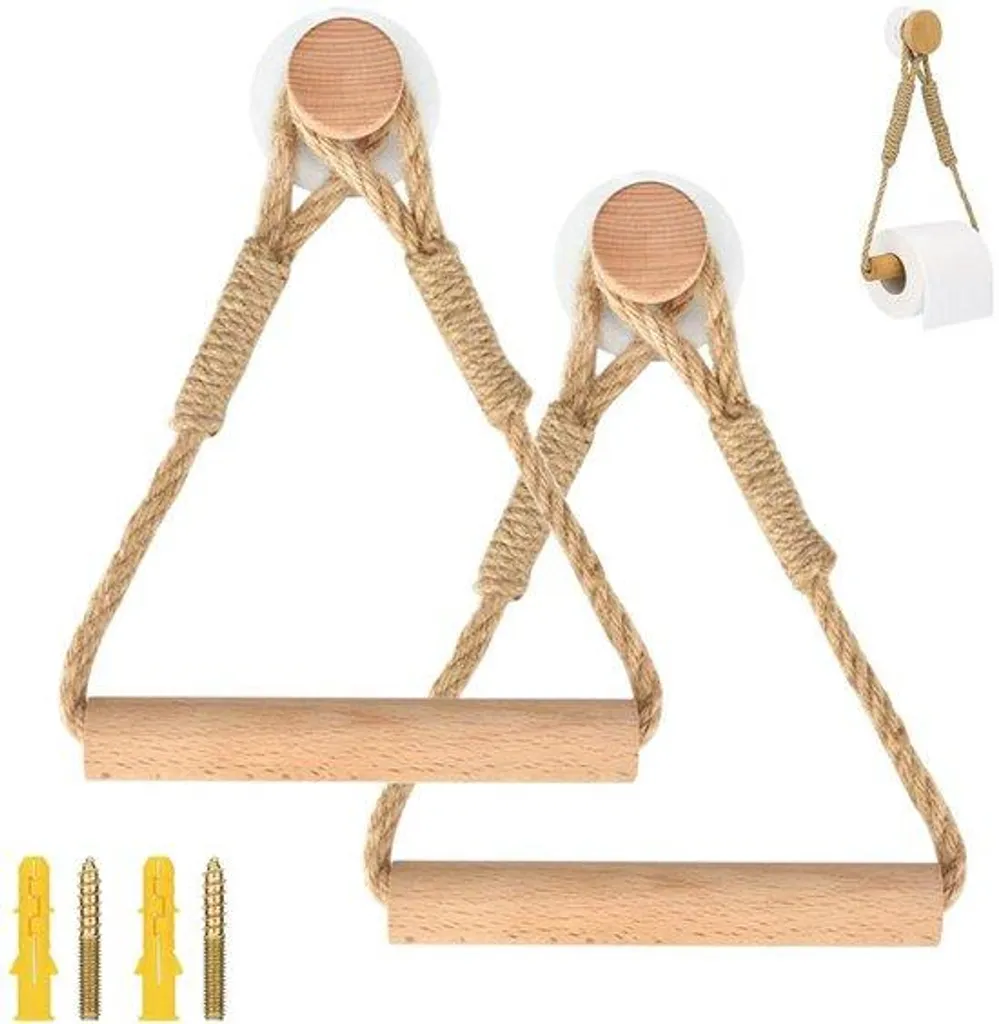 Décoration salle de bain vintage avec porte-rouleau corde lot de 2