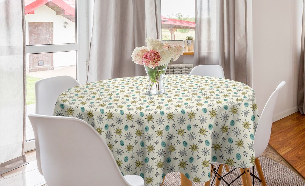 ABAKUHAUS Abstrakt Runde Tischdecke, Atomic Pastell-Verzierungen, Kreis Tischdecke Abdeckung für Esszimmer Küche Dekoration, 150 cm, Khaki Türki...