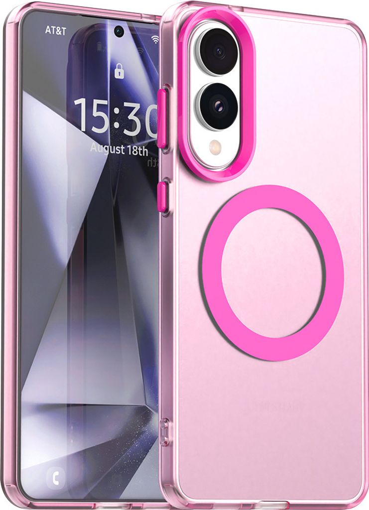 Magnetisch Hülle für Samsung Galaxy S25 Edge, Schlank Durchscheinend Matt Stoßfest Handyhülle Rot