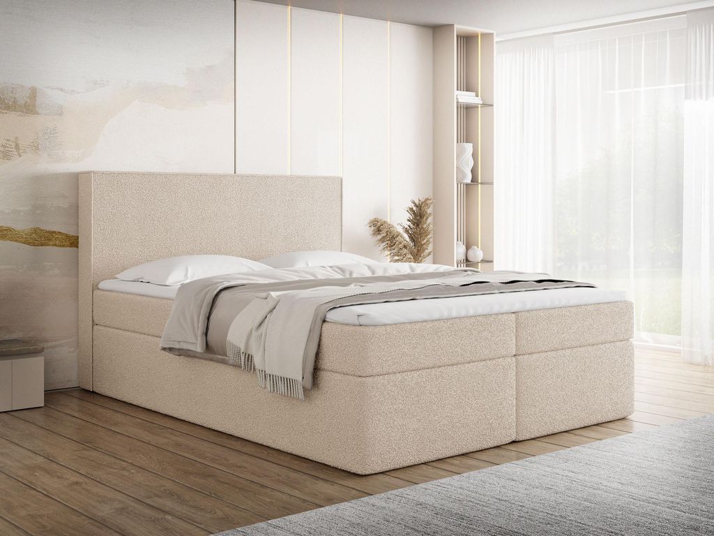 Boxspringbett 200x200 cm mit Bettkasten, Gepolstert Produktbild 