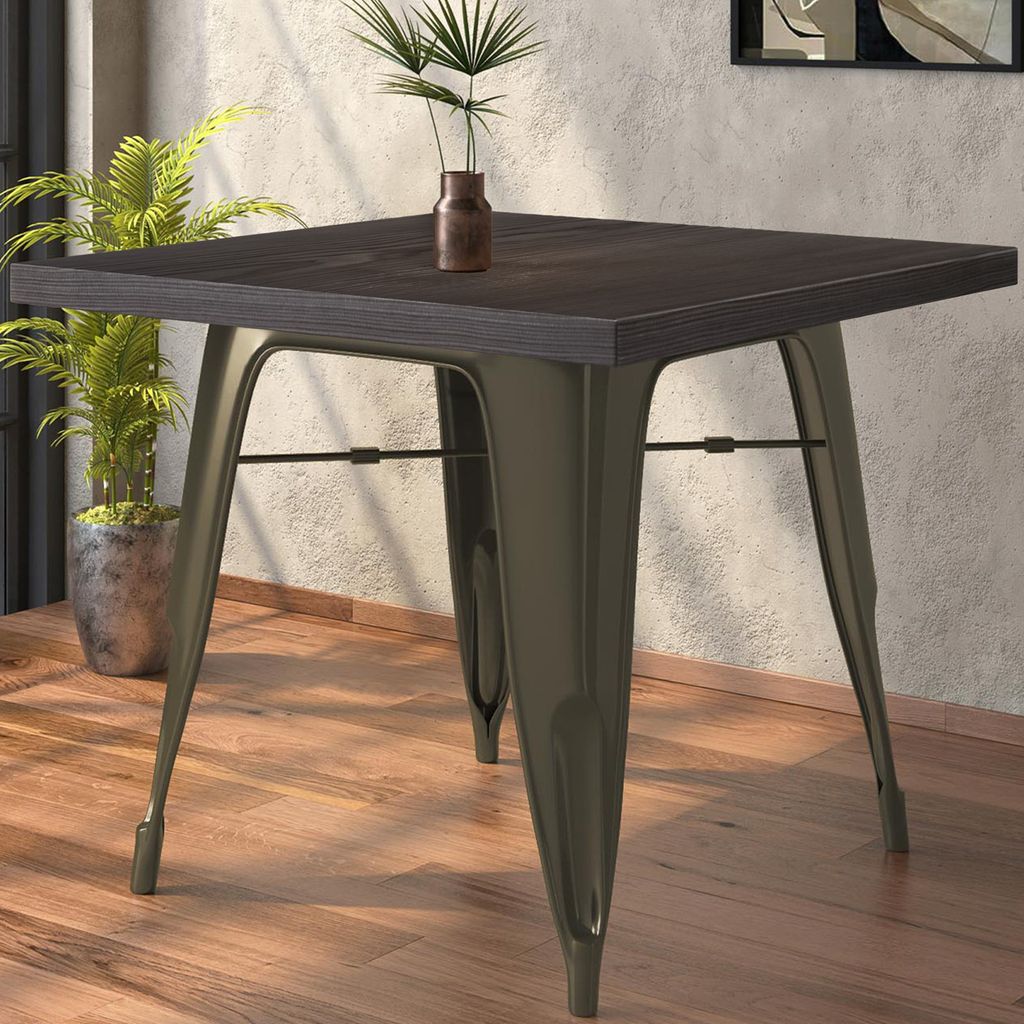 CALIFORNIA | Tolix Stil Tisch | B:T:H 70 x 70 x 78 cm | Wenge & Rost | Quadratisch | Industrie Tisch, Retrotisch, Industrial Tisch