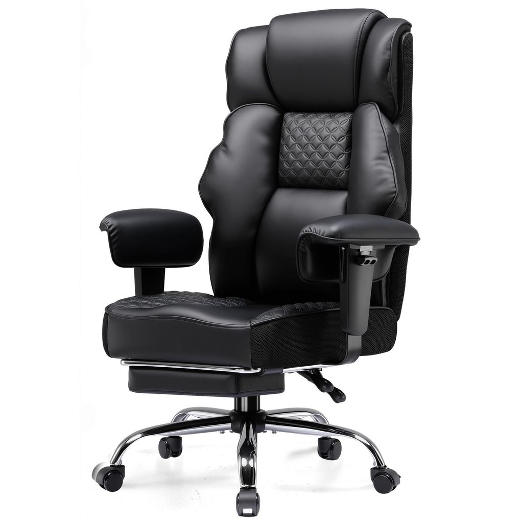 GTPLAYER Gaming Stuhl, breiter Bürostuhl mit Taschenfeder, Ergonomischer PC-Stuhl, Verstellbarer und Drehbarer Schreibtischstuhl, Kunstleder, Schw...
