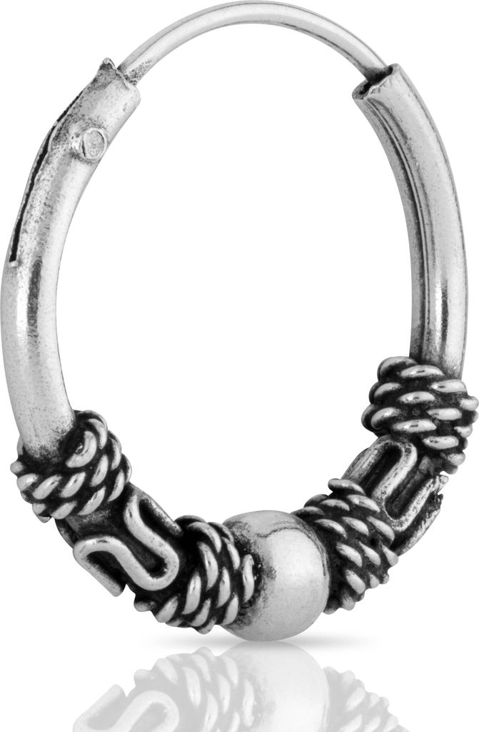 Bali Creole einzel Ohrring 13mm aus 925 Sterling Silber Mittelalter Gothic 3133