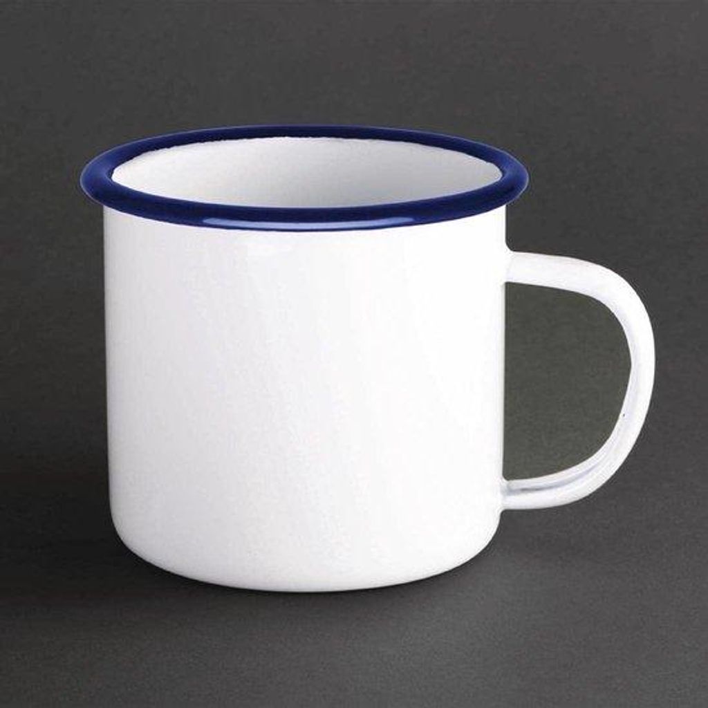 Famanu emaillebeker, 350 ml - blauw en wit Productafbeelding 