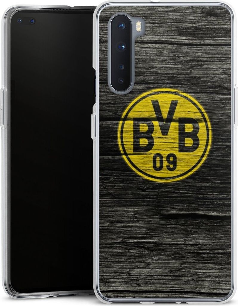 DeinDesign Handyhülle für OnePlus Nord Silikon Hülle Case Smartphone Schutzhülle BVB Borussia Dortmund Holzoptik