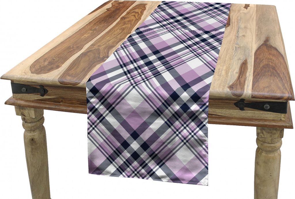 ABAKUHAUS Schottenkaro Tischläufer, Abstrakt Pastell karierte, Esszimmer Küche Rechteckiger Dekorativer Tischläufer, 40 x 180 cm, Grau Pink Indi...