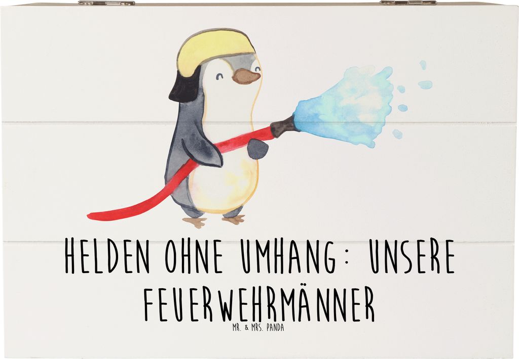 Mr. & Mrs. Panda Box Feuerwehrmann Helden 22 x 15 cm - Weiß - Geschenk, geschenkkiste, Feuerwehr, Schatulle, Danke sagen, unvergesslich, schatztru...