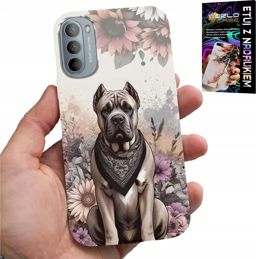 Custodia Motorola Moto G52 / G82 Razze Canine con Lamina Oro