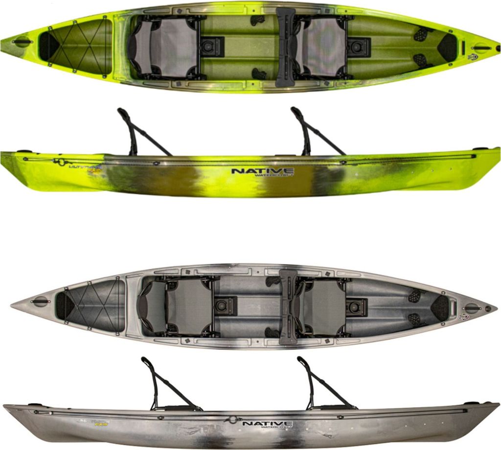 Native Watercraft Ultimate Fx 15 Pro Tandem Angelkajak Zweierkajak Sit on Top Kajak Native Farben:Gator Green (grün /schwarz)