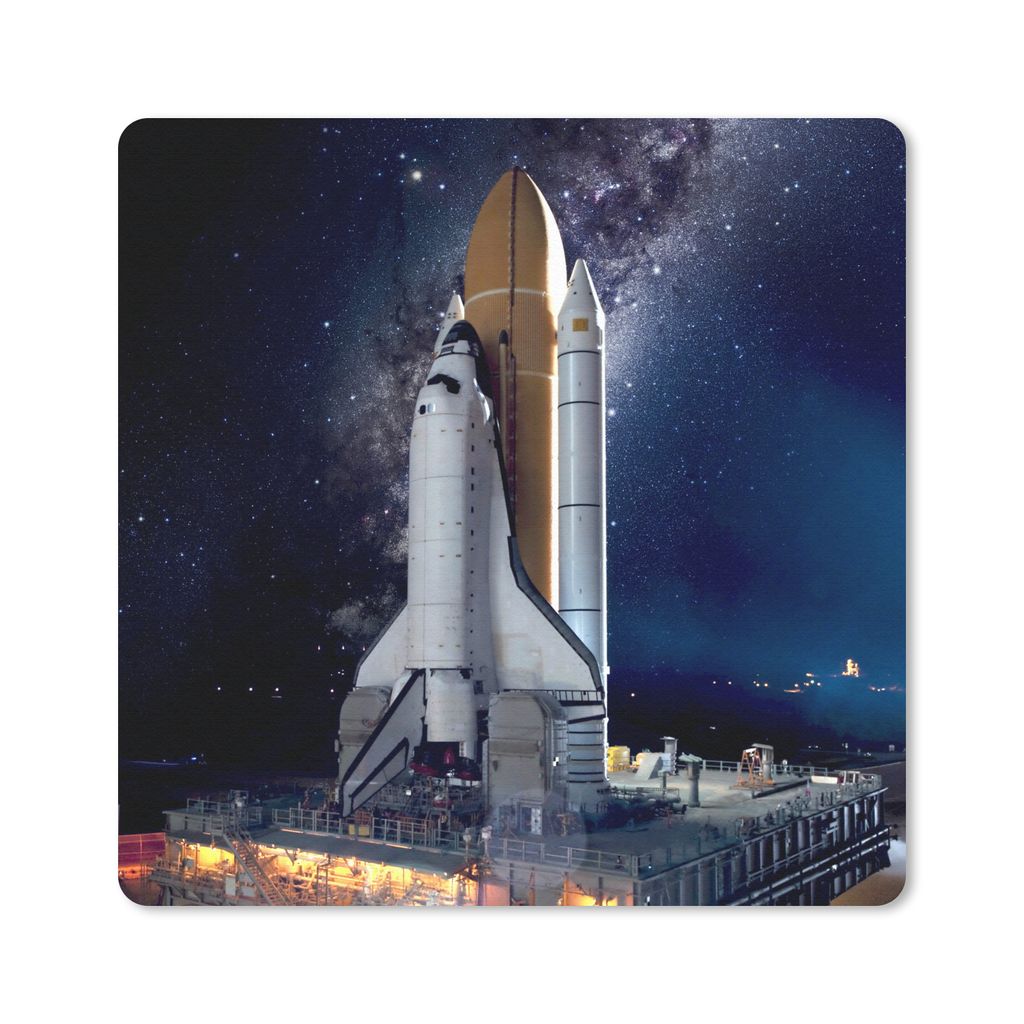 MuchoWow Mauspad Mousepad Rakete - Sternenhimmel - Weltraum 20x20 cm - Mousepads - Maus Mat - Pad - Mausunterlage - Desk Mat - Bureauartikeln