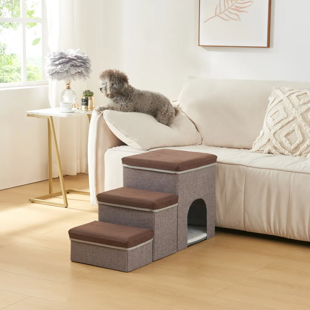 Escalier orthopédique pour chiens avec niche pour soulager les articulations