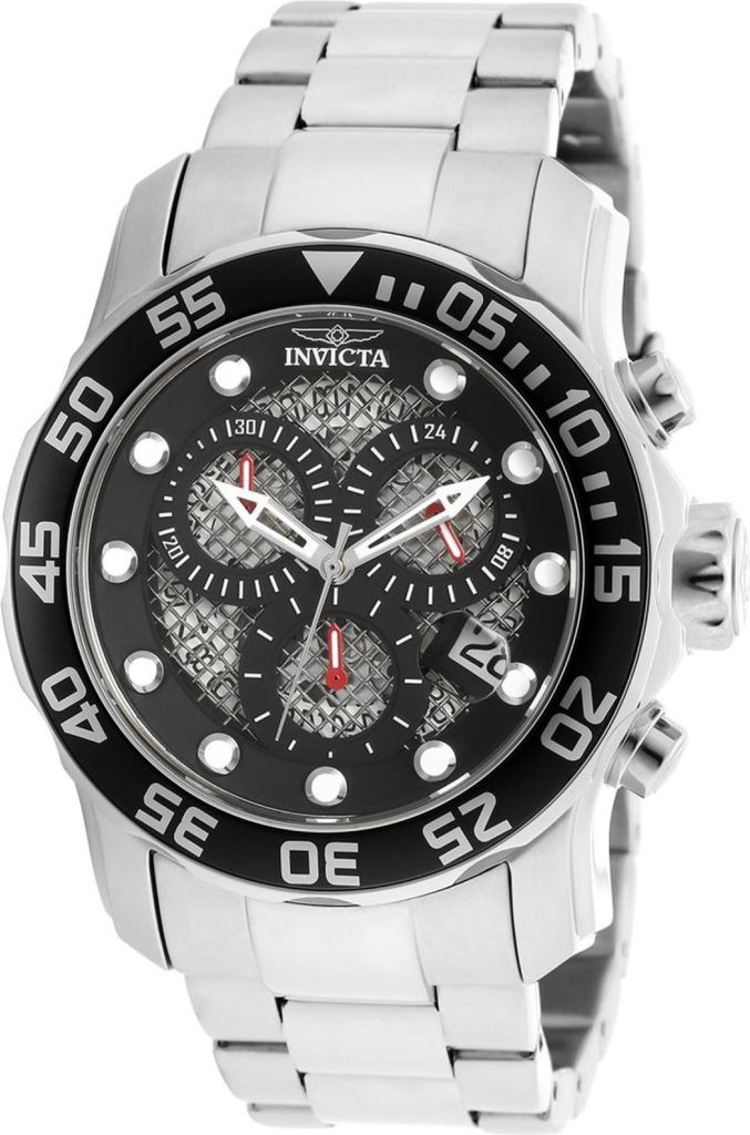 Invicta Pro Diver 19836 Herren uhr - Wasserdicht - Analog - Quarzuhrwerk - Edelstahl mit schwarzen zifferblat - 48mm